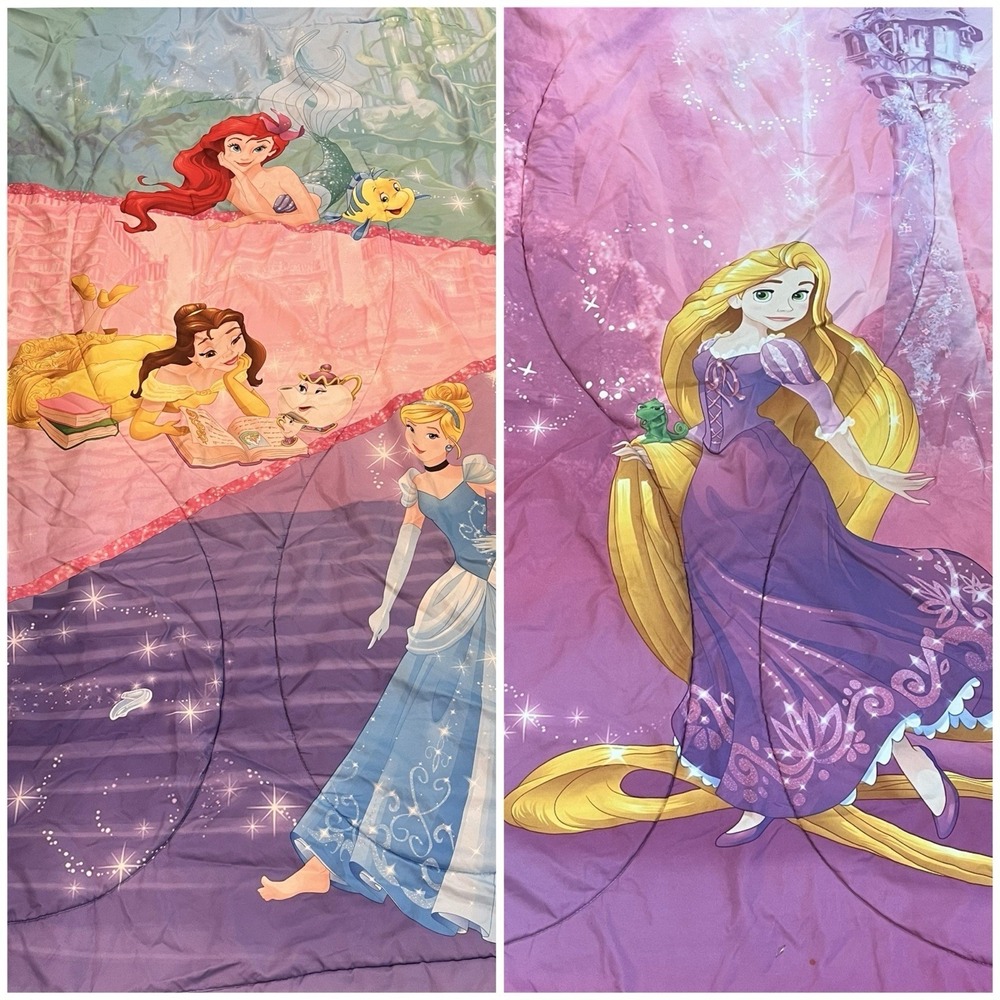 Disney Princess Twin Comforter Reversible Cinderella Belle Ariel Rapunzel
